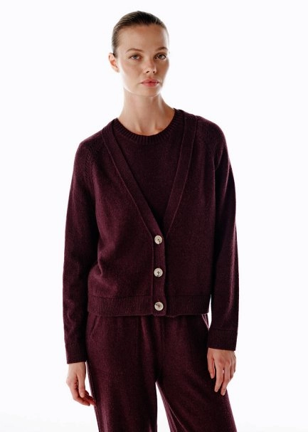 CASHMERE KNIT TOP PLUM - 1