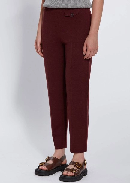 Cep Detaylı Fuşya Merino Yün Triko Pantolon - 3