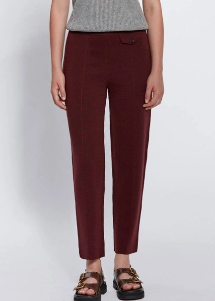 Cep Detaylı Fuşya Merino Yün Triko Pantolon - 2