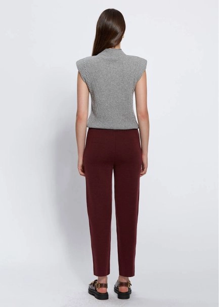 Cep Detaylı Fuşya Merino Yün Triko Pantolon - 5