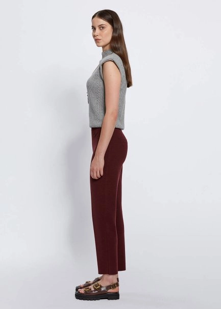 Cep Detaylı Fuşya Merino Yün Triko Pantolon - 4