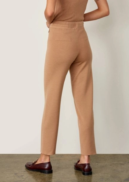 Cep Detaylı Merino Yün Camel Triko Pantolon - 3