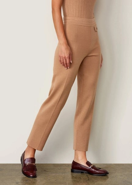 Cep Detaylı Merino Yün Camel Triko Pantolon - 5