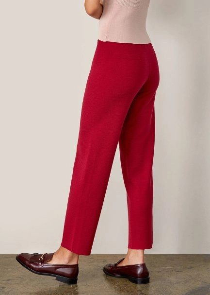 Cep Detaylı Merino Yün Fuşya Triko Pantolon - 3