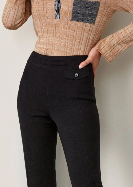 Cep Detaylı Merino Yün Siyah Triko Pantolon - 7