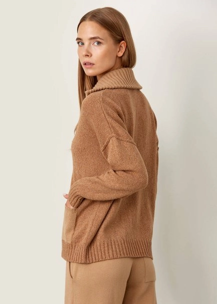 Cepli İtalyan İplik Camel Triko Kazak - 7