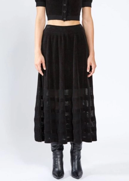 CHENILLE TOUCH BLACK KNIT SKIRT - 2