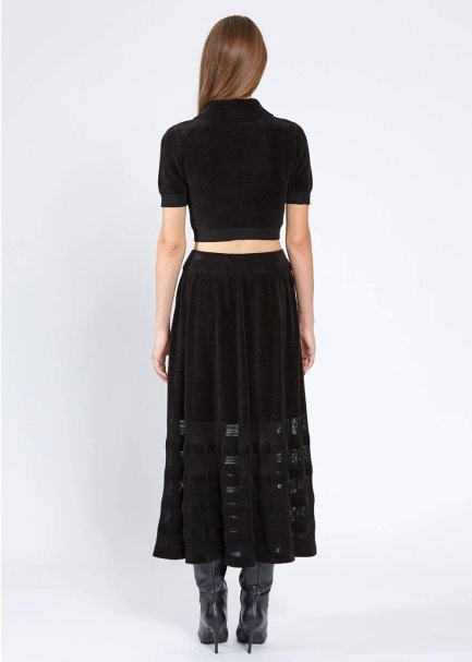 CHENILLE TOUCH BLACK KNIT SKIRT - 5