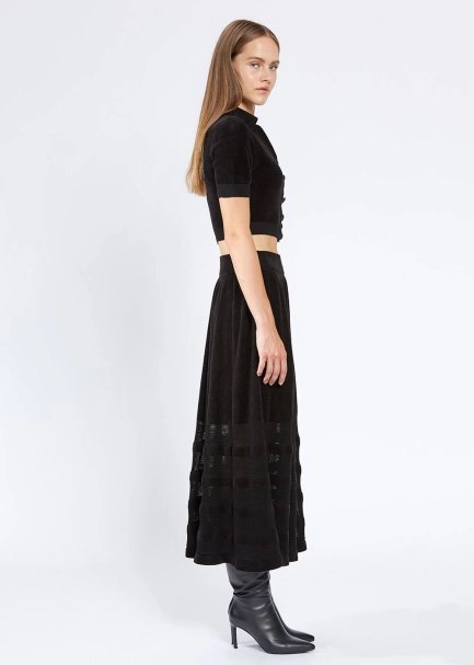 CHENILLE TOUCH BLACK KNIT SKIRT - 4