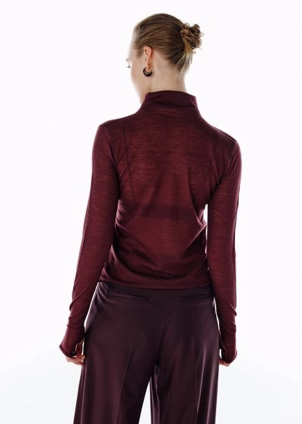 CHERRY ULTRAFINE MERINO WOOL BLEND KNIT TOP - 5
