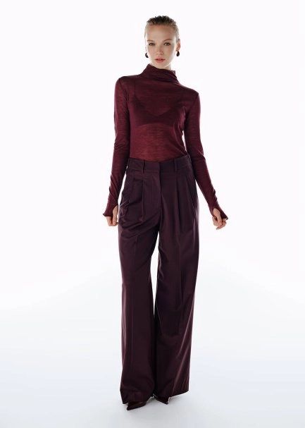 CHERRY ULTRAFINE MERINO WOOL BLEND KNIT TOP - 2