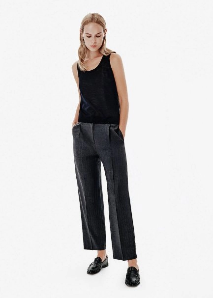 Cigarette Fit Pile Detay Gri Pantolon - 3