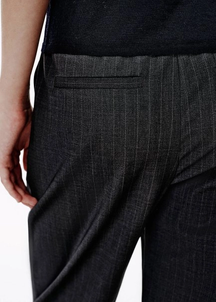 Cigarette Fit Pile Detay Gri Pantolon - 4
