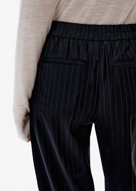Cigarette Fit Pile Detay Lacivert Pantolon - 4