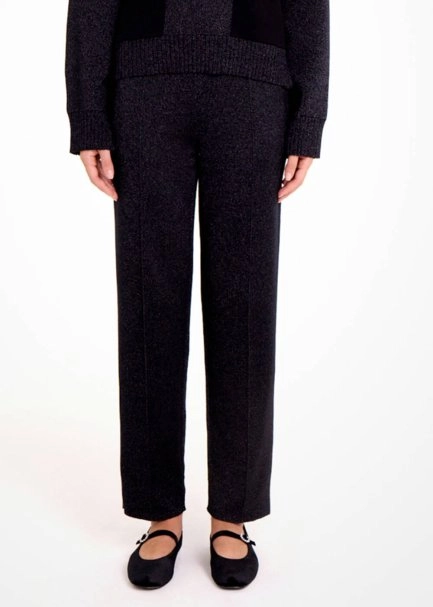 CIGARETTE FORM BLACK KNIT PANTS - 1