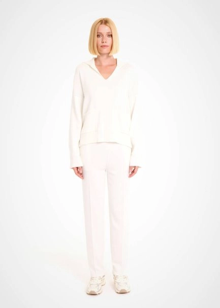 CIGARETTE FORM ECRU KNIT PANTS - 2