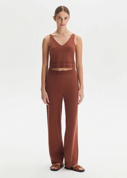 CINNAMON COTTON SILK BLEND KNIT TOP - 3