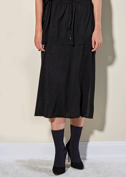 Circle Black Maxi Knit Skirt - 1