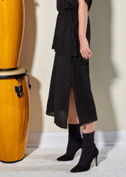 Circle Black Maxi Knit Skirt - 4