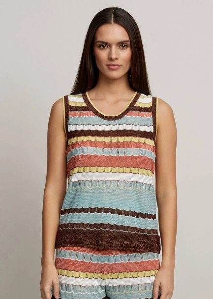 Çizgi Desenli Renkli Triko Bluz - 7