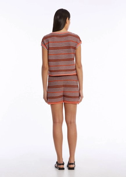 Çizgi Desenli Turuncu Mavi Triko Üst - 5