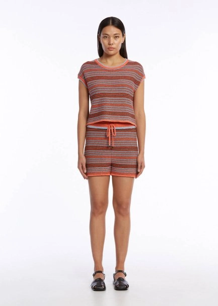 Çizgi Desenli Turuncu Mavi Triko Üst - 2