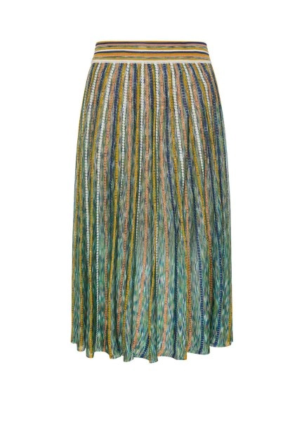 Çizgi Desenli Yeşil Kloş Etek - 8