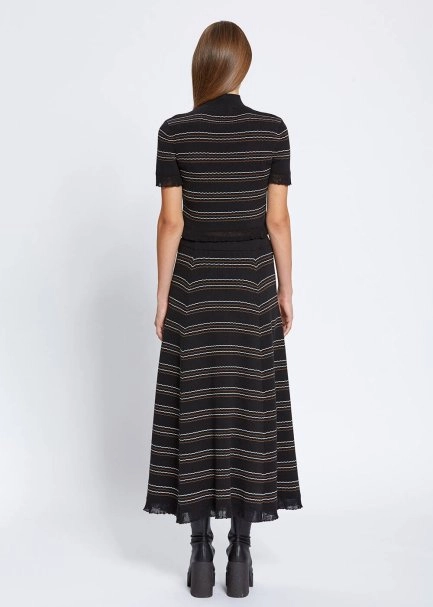 Çizgili Siyah Crop Triko Üst - 5