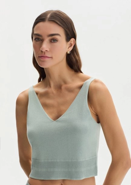 CLAY COTTON SILK BLEND KNIT TOP - 1