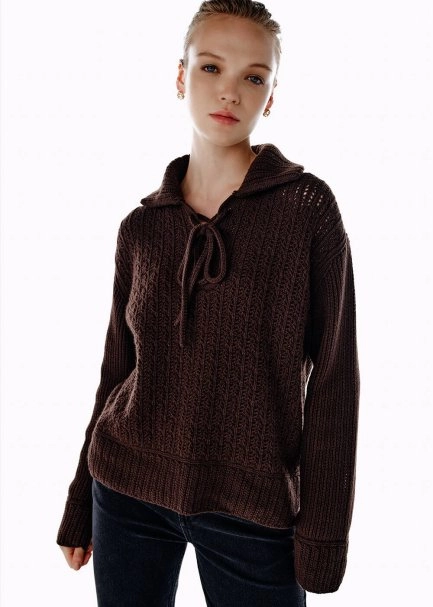 COFFEE ORGANIC COTTON CASHMERE BLEND SWEATER - 1