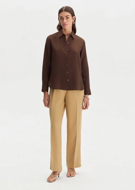 COFFEE REGULAR FIT LINEN SHIRT - 2