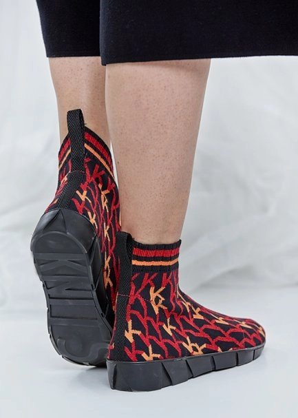 Çok Renkli Desenli Kırmızı Triko Sneakers - 3