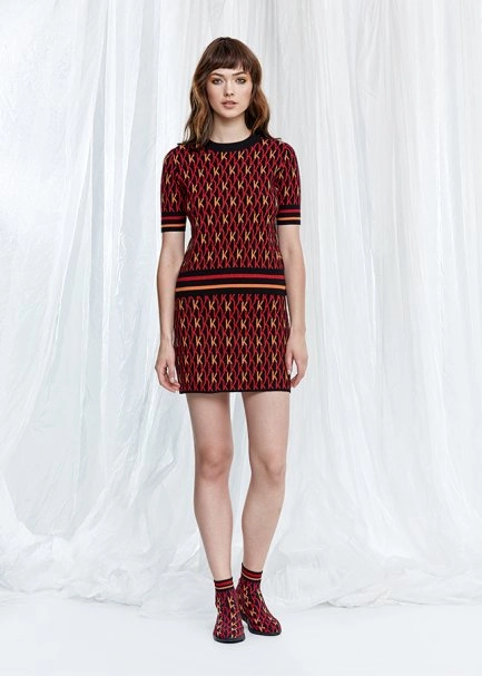 Çok Renkli Desenli Kırmızı Triko Sneakers - 4