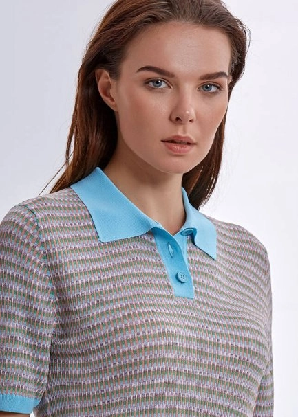 Polo Yaka Mavi Triko Üst - 5