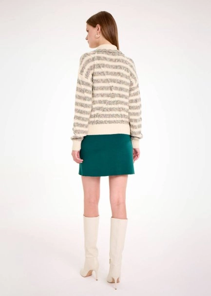 COLLAR DETAILED TEXTURE CABLE SWEATER - 5