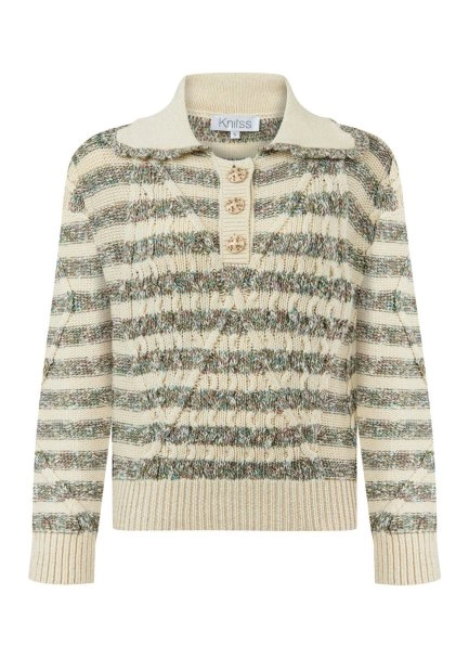 COLLAR DETAILED TEXTURE CABLE SWEATER - 6