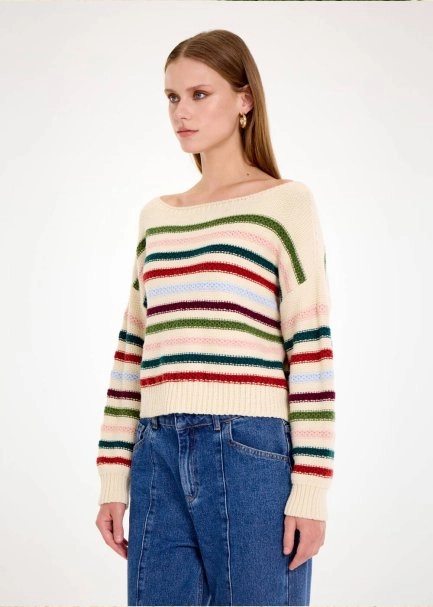 COLOR BLOCK BOAT NECK SWEATER - 3