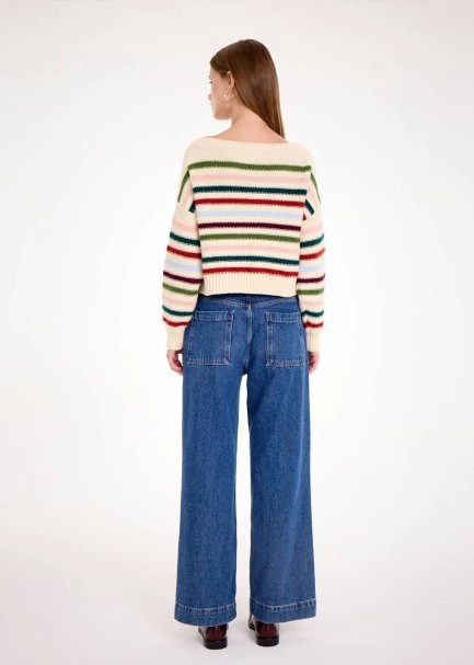 COLOR BLOCK BOAT NECK SWEATER - 5