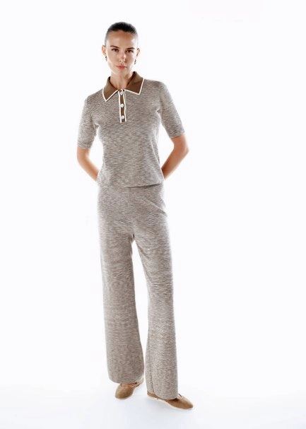 COLOR BLOCK KNIT PANTS NATURAL - 2