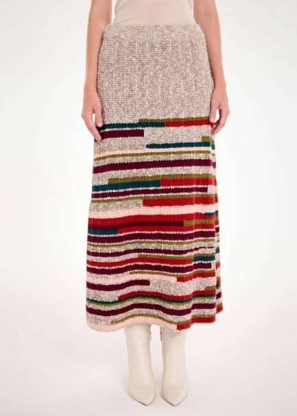 COLOR BLOCK KNIT SKIRT - 1