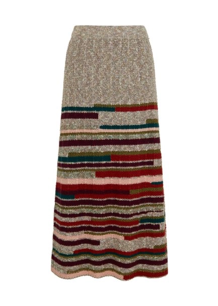 COLOR BLOCK KNIT SKIRT - 7