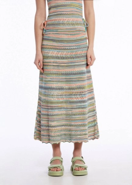 COLOR BLOCK KNIT SKIRT EXOTIC - 2