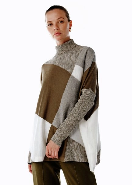 COLOR BLOCK MERINO WOOL BLEND KNIT TUNIC - 4