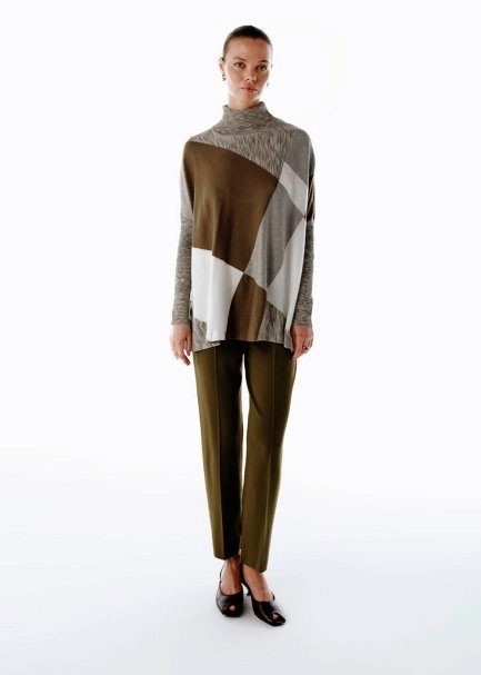 COLOR BLOCK MERINO WOOL BLEND KNIT TUNIC - 2