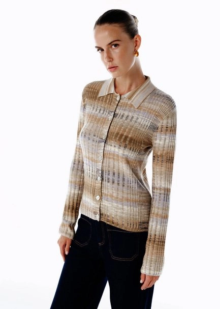 COLOR BLOCK ORGANIC COTTON KNIT TOP - 1