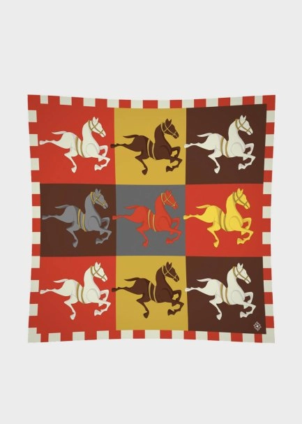 COLOR BLOCK PHERAHS LOGOED PURE SILK SCARF - 4