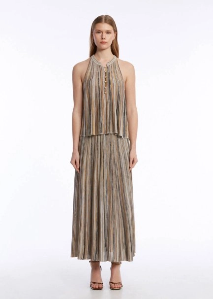 COLOR BLOCK TERRA KNIT SKIRT - 2