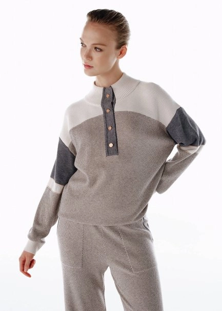 Color Blok Merino Yün Karışımlı Triko - 4