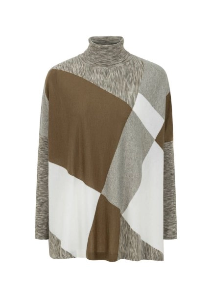 Color Blok Merino Yün Karışımlı Triko Tunik - 6