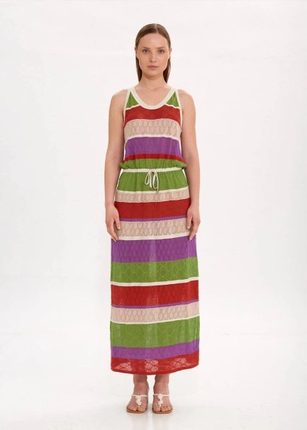 Color Blok Triko Elbise - 1